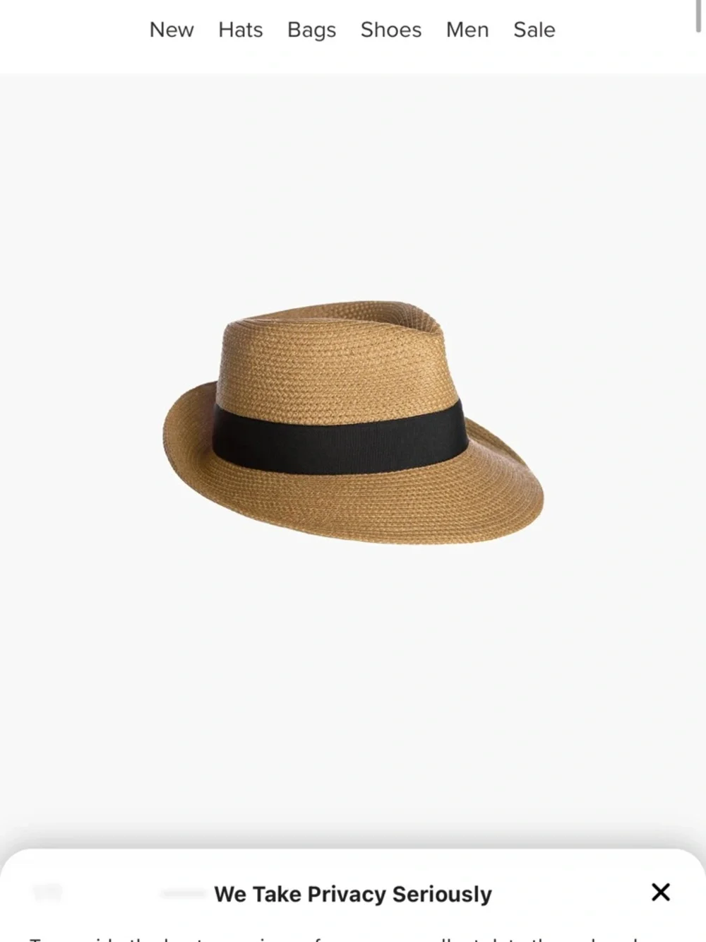 Straw Fedora Hat with Black Band - Tan - Picture 5 of 7